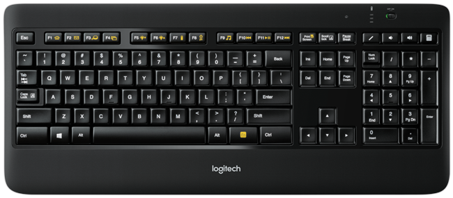 Wireless Illuminated Keyboard K800 - Logitech K502 Keyboard (652x560), Png Download