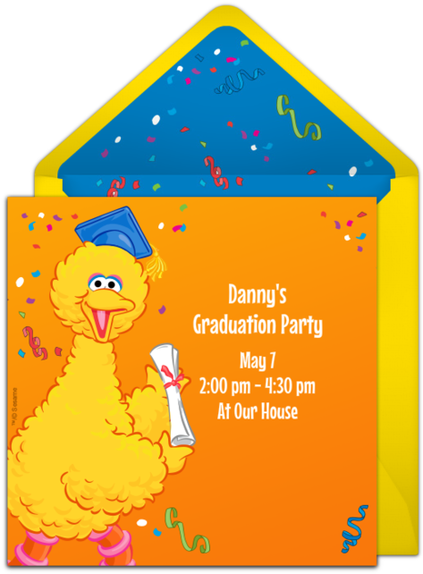 Big Bird Graduation Online Invitation - Sesame Street (650x650), Png Download