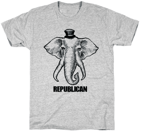 Republican Elephant Simplified Mens T-shirt - Funny Shirt (484x484), Png Download