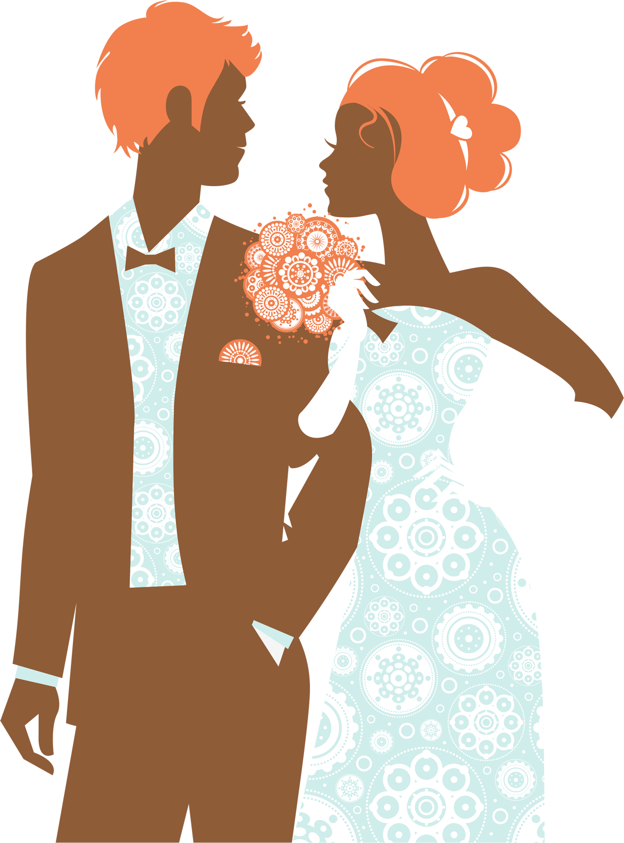 Wedding Invitation Hand Drawn Silhouette Bride And - Marriage Ceremony Drawing (1258x1699), Png Download