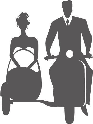 Wedding Invitation Marriage Illustration - Vespa Wedding Cartoon Png (595x595), Png Download