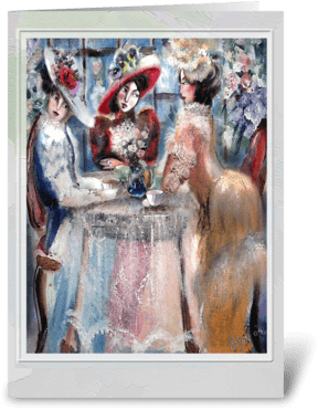 Friends Greetings Greeting Card - 3 Ladies Having Tea Card (350x396), Png Download