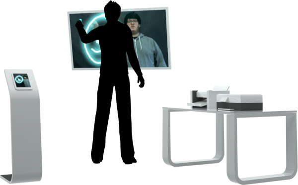 Neon Video Booth - 3d Rendering (600x373), Png Download