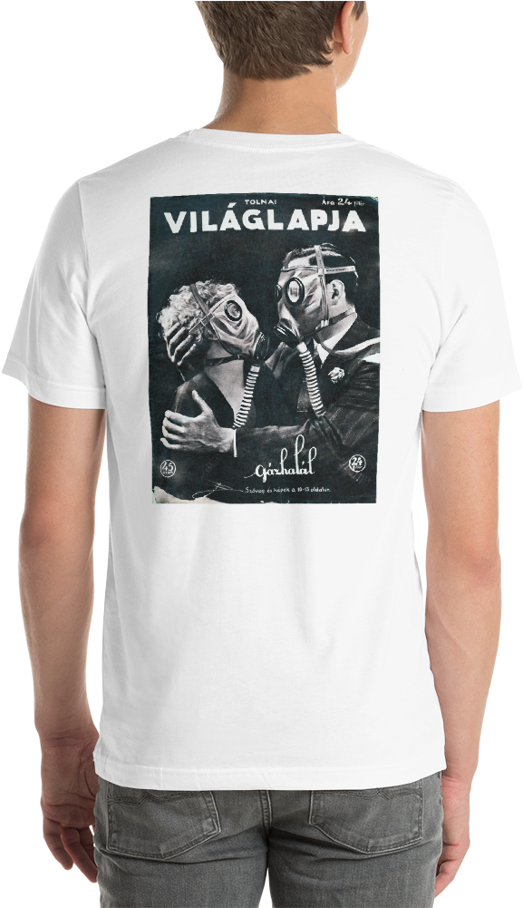 Vintage Poster Of Couple In Gas Mask T-shirt - T-shirt (1000x1000), Png Download