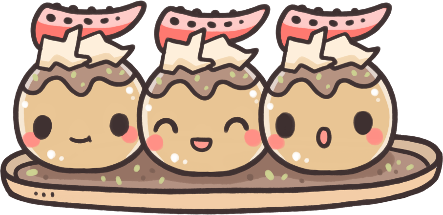 Kawaii Food Doodle - Takoyaki Doodle (907x440), Png Download