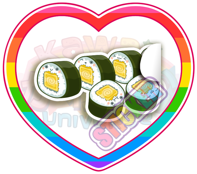 Cute Tomago Sushi Roll Sticker Or Car Magnet - Kawaii Sushi (646x646), Png Download