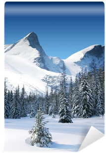 Trees Coated With Snow And High Snowy Mountains Wall - Snow (400x400), Png Download