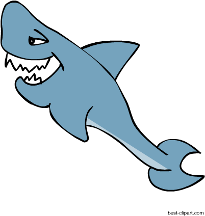 Free Cute Cartoon Shark Clip Art Image - Sea Animals Free Clip Art (450x450), Png Download