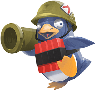 14th July Bazooka Penguin - Penguin With A Bazooka (377x337), Png Download
