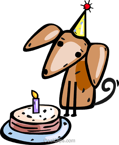 Puppy With His Birthday Cake Royalty Free Vector Clip - Happy Birthday Dog Long Sleeve T-shirt (394x480), Png Download