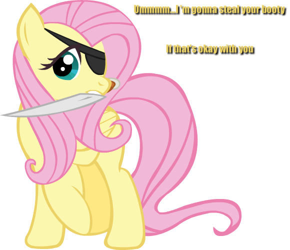 Somekindahatebreeder, Eyepatch, Fluttershy, Mouth Hold, - Fluttershy Eye Patch (580x500), Png Download