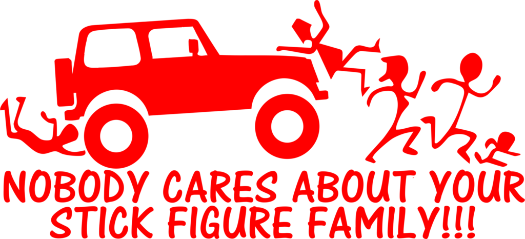 Stick Figure Family Nobody Cares Jeep - Jeep (1024x466), Png Download