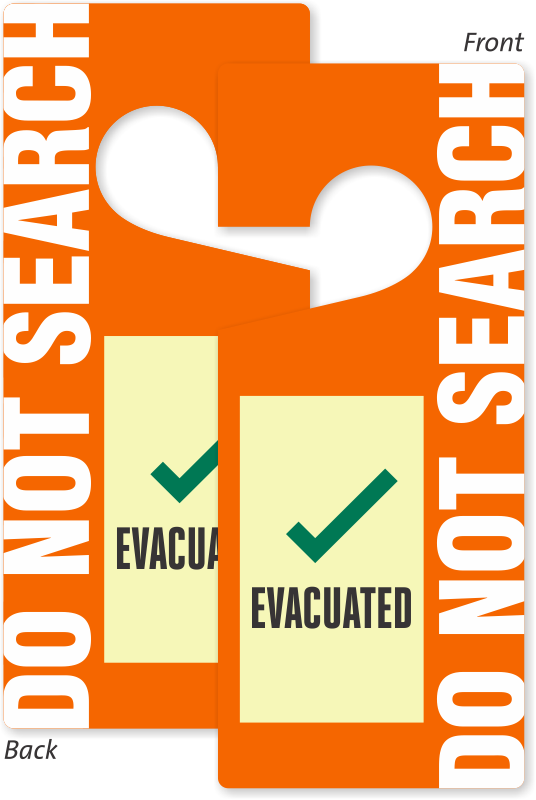 Glow Two Sided Evacuated Do Not Search Hang Tag - Emergency Evacuation (536x800), Png Download