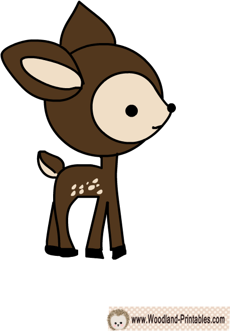 Free Printable Deer Wall Sticker Woodland Forest, Woodland - Free Printable Baby Deer (612x792), Png Download
