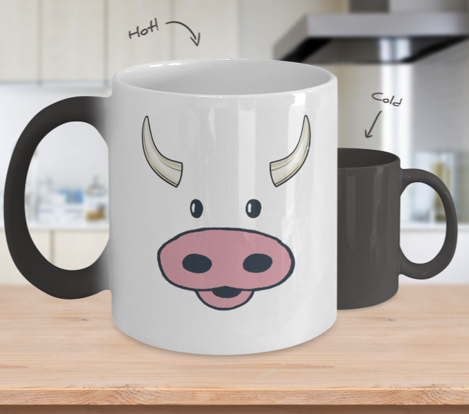 Cow Face Color Changing Coffee Mug - Magic Coffee Mug - Groomsman Service - Groomsmen Gift (680x600), Png Download