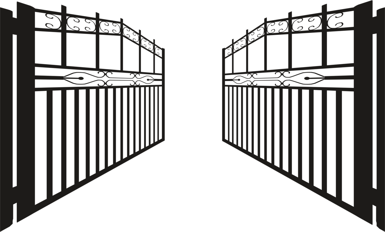 Gate Computer Icons Wrought Iron Windows Metafile Door - Gate Silhouette (1243x750), Png Download