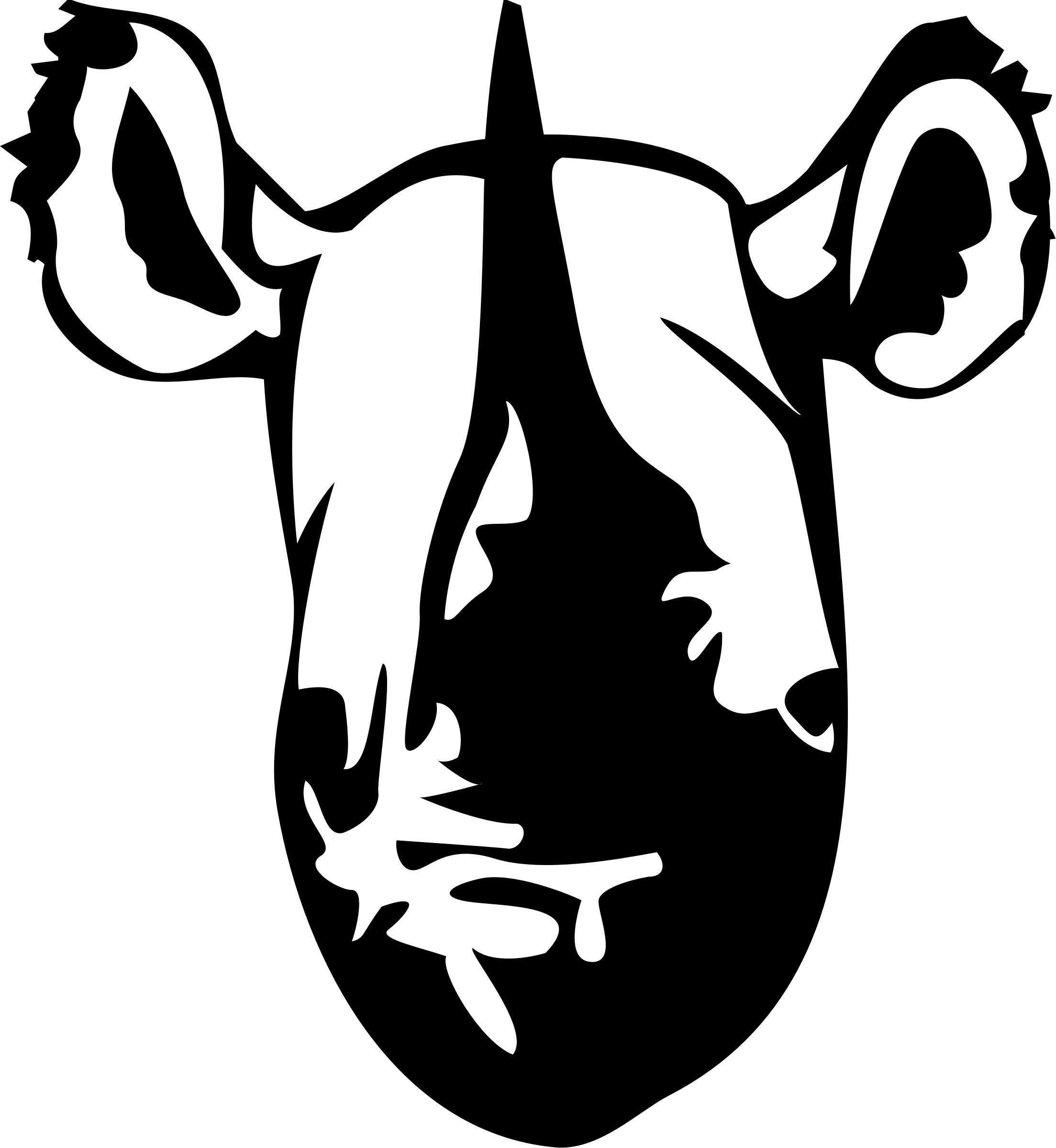 Rhinoceros Head Clip Art At Clker Com - Black And White Rhino Head (552x601), Png Download