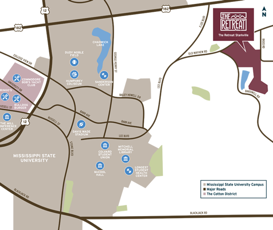Retreat At Starkville Google Map Image - Retreat Starkville Map (555x467), Png Download
