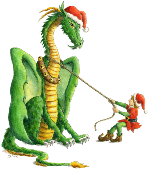 Christmas Dragon (553x640), Png Download