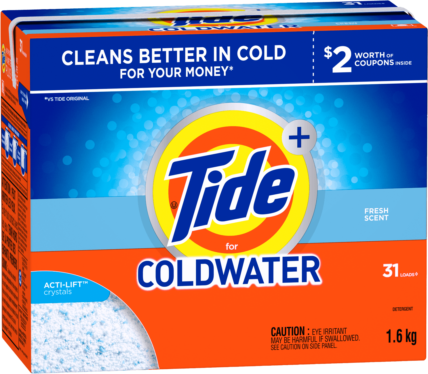 Tide Coldwater He Turbo Powder Detergent - Tide Detergent (1600x1600), Png Download