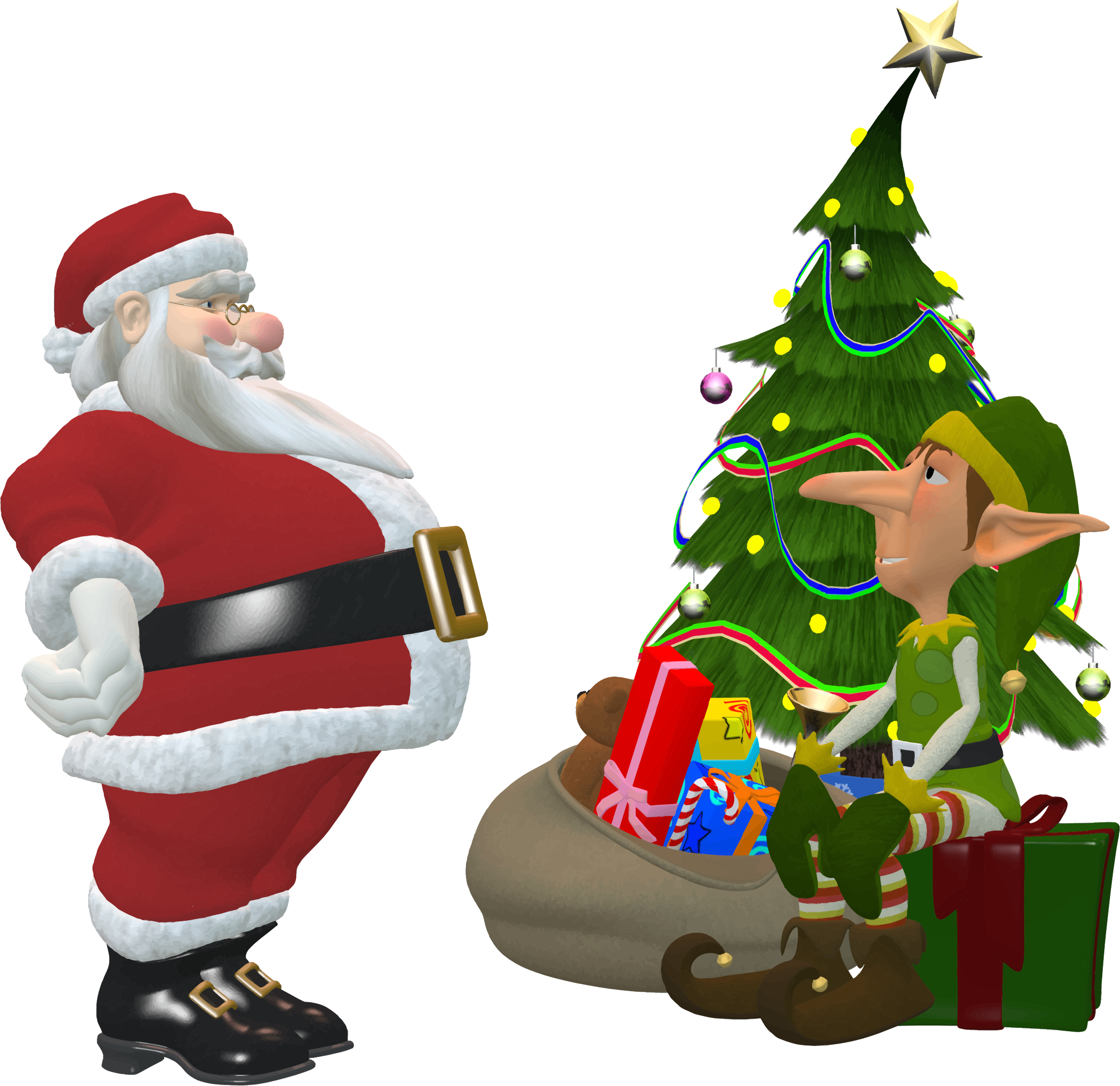 This Free Icons Png Design Of Santa Claus And Elf (2351x2281), Png Download