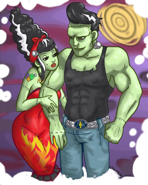 Frankenstein And His Bride - Frankenstein's Monster (500x623), Png Download