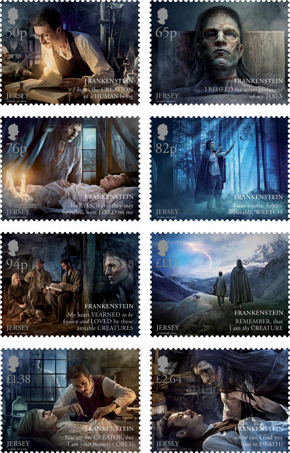 Frankenstein 200 Years - 2018 Frankenstein Stamps Jersey (940x1465), Png Download