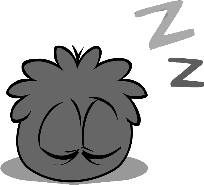 Black Puffle Sleeping - Club Penguin Sleeping Puffle (737x708), Png Download