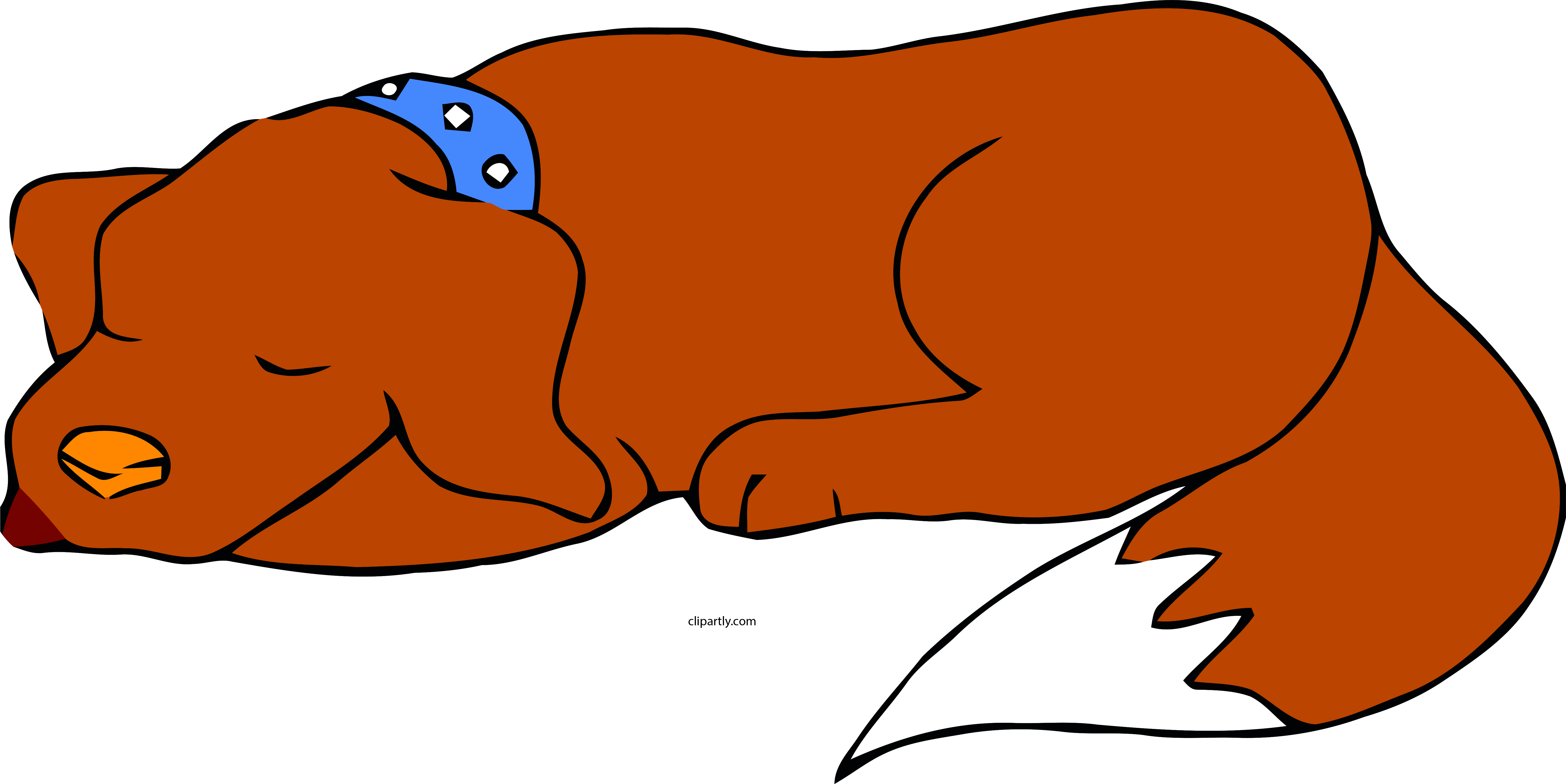 Dog Sleeping Brown Color Clipart Png - Sleeping Dog Clip Art (6132x3073), Png Download