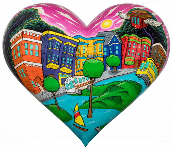 2018 Large Heart By Sirron Norris "city Fruit" - Charles Zukow & Associates (600x600), Png Download