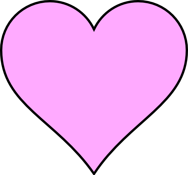 Pink Heart Outline In Black Clip Art - Free Pink Heart Clipart (600x556), Png Download
