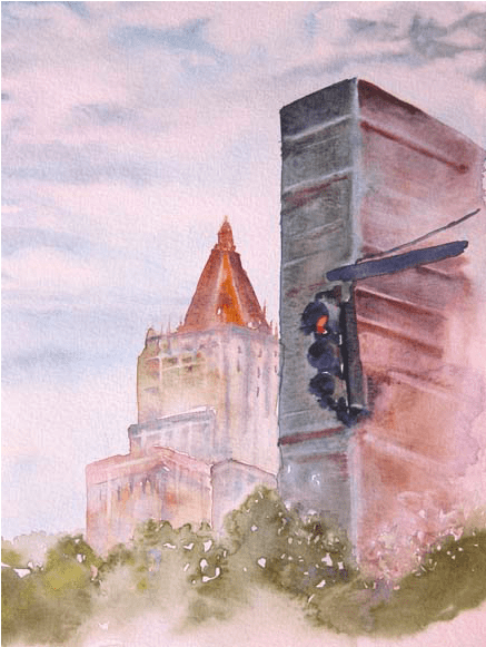 “manhattan Highlights” - Technique - Watercolor - Painting (600x600), Png Download