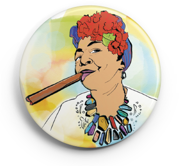 Cuban Cigar Lady Button - Cartoon (364x364), Png Download