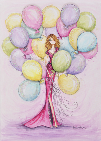 Behind The Card - Papyrus Girl With Balloons Birthday Card, (960x450), Png Download