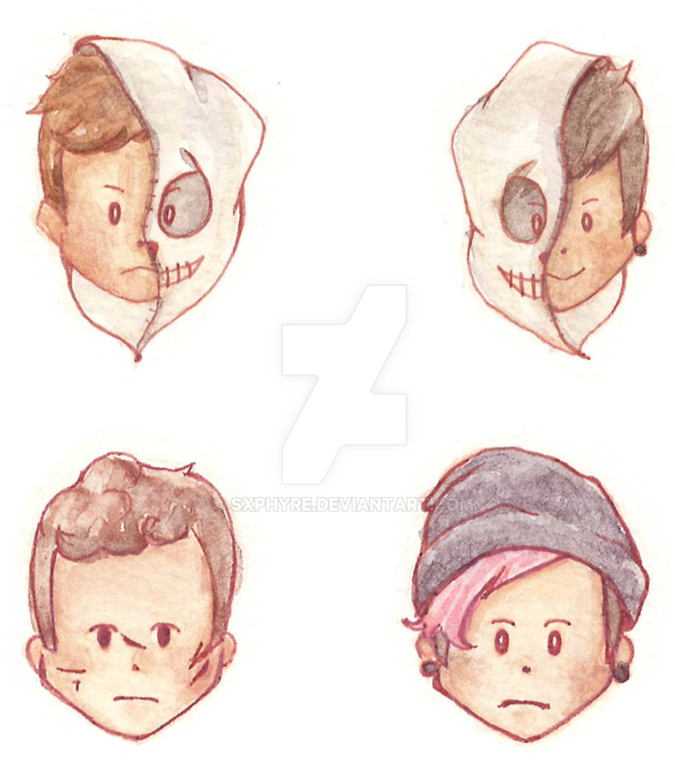 Twenty One Pilots Watercolor Cheebs - Twenty One Pilots Kawaii Png (894x894), Png Download