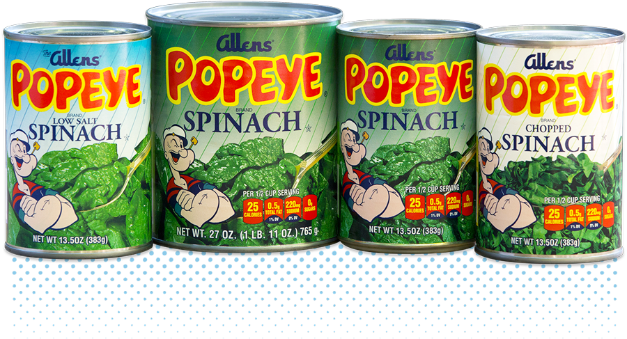 Product-cans - Allen's Popeye Chopped Spinach 13.5 Oz ( 3 Cans ) (900x510), Png Download
