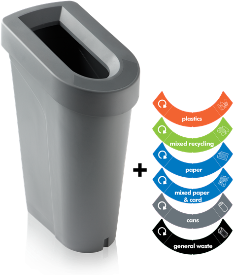 Recycling Bin With Sticker Sheet And Optional Coloured - Green Warehouse Ubin Recycling Waste Bin System - Made (600x600), Png Download