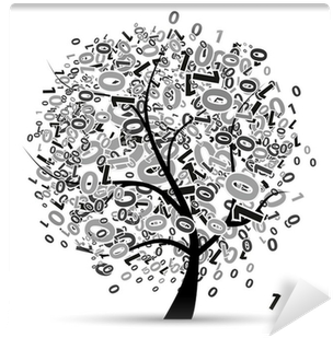 Digital Tree Silhouette, Numbers Wall Mural • Pixers® - Fundamentals Of Logic Design 7th Edition Pdf (400x400), Png Download