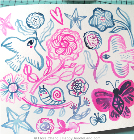 Flowers Birds © Flora Chang (701x499), Png Download