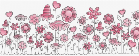 Pink Doodle Flower Field White Mug - Pink Flower Field Shower Curtain (500x500), Png Download