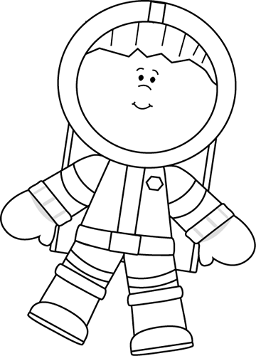 Black And White Boy Astronaut Floating Clip Art - Astronaut Clipart Black And White (360x500), Png Download
