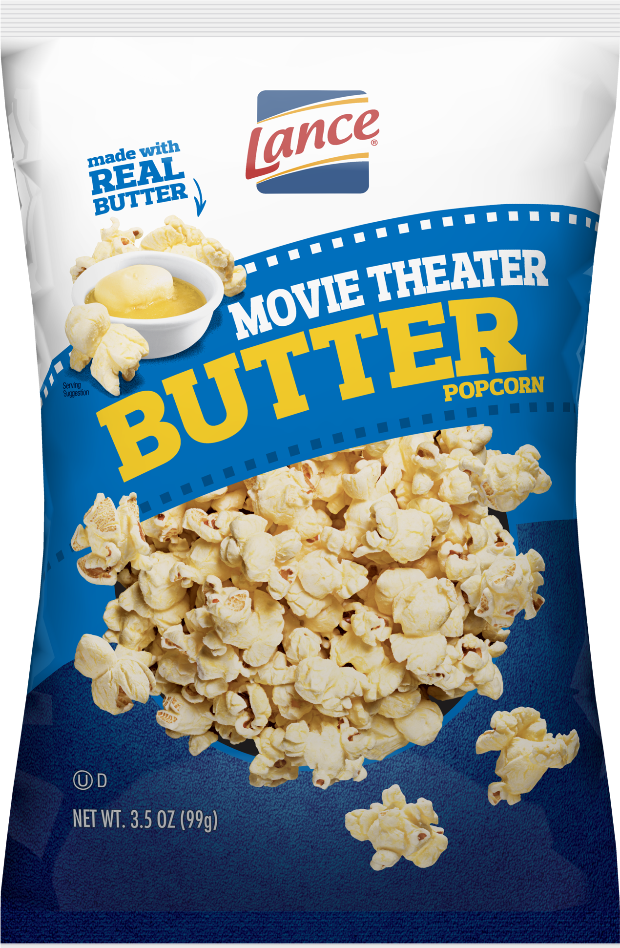 Lance Popcorn Movie Theater Butter - Lance White Cheddar Popcorn (2000x2000), Png Download