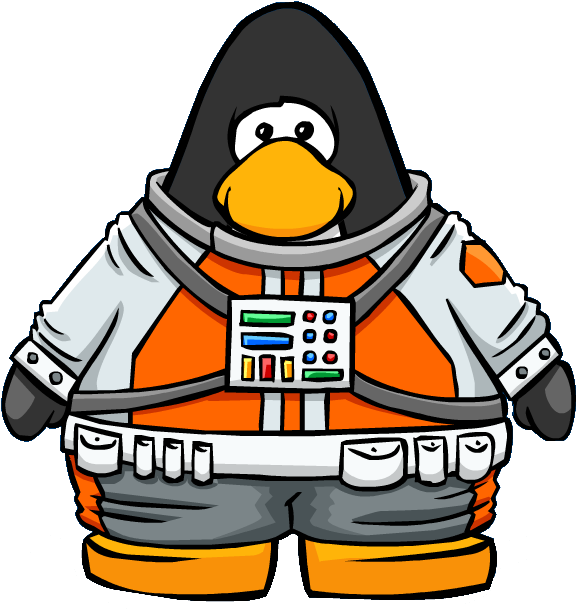 Orange Space Suit From A Player Crd - Club Penguin (657x633), Png Download