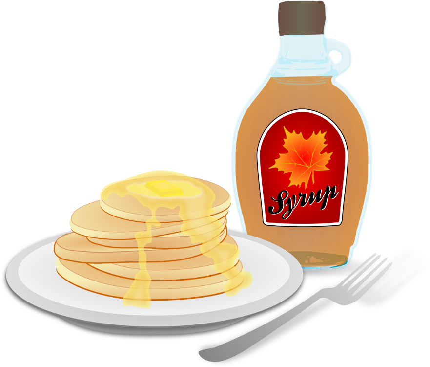 Pancakes Breakfast Food Syrup Pancakes Pan - Pancake Breakfast Clipart Png (401x340), Png Download