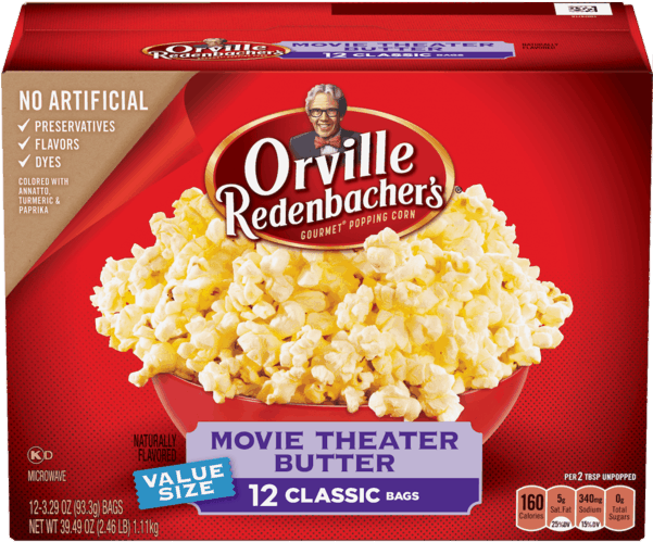 Orville Redenbacher's® Movie Theater Butter Popcorn - Orville Redenbacher Butter Popcorn Nutrition (348x348), Png Download