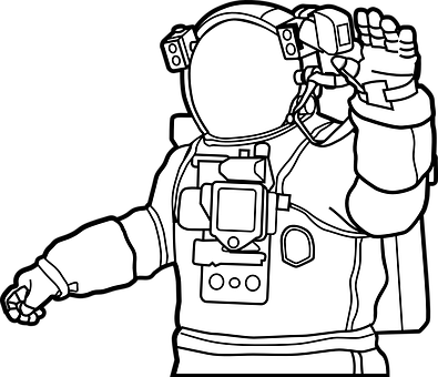 Space Suit Astronaut Helmet Cosmonaut Tech - Space Suit Black And White (395x340), Png Download