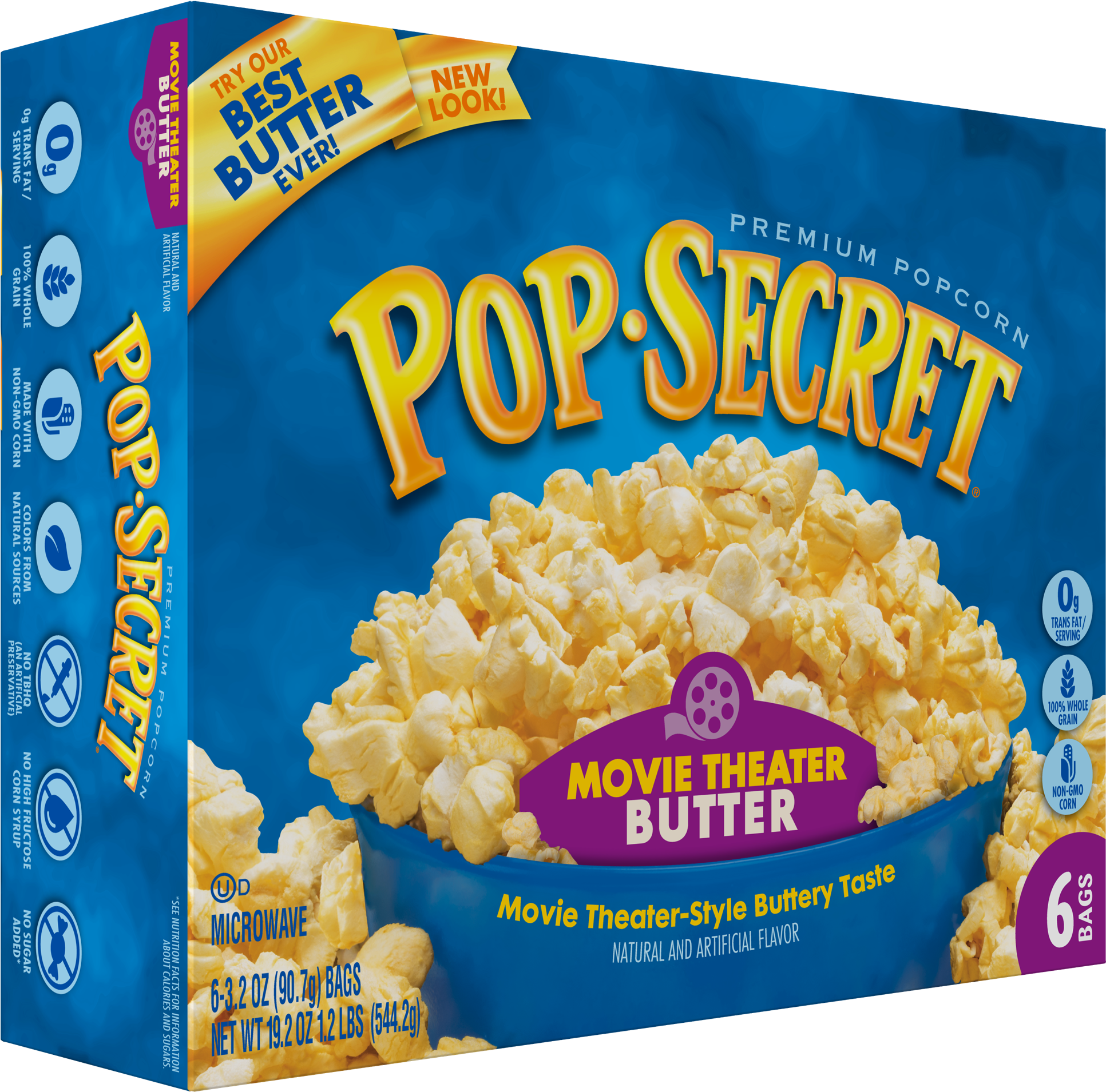 Pop Secret Movie Theater Butter Microwave Popcorn, - Pop Secret Popcorn (2000x2000), Png Download