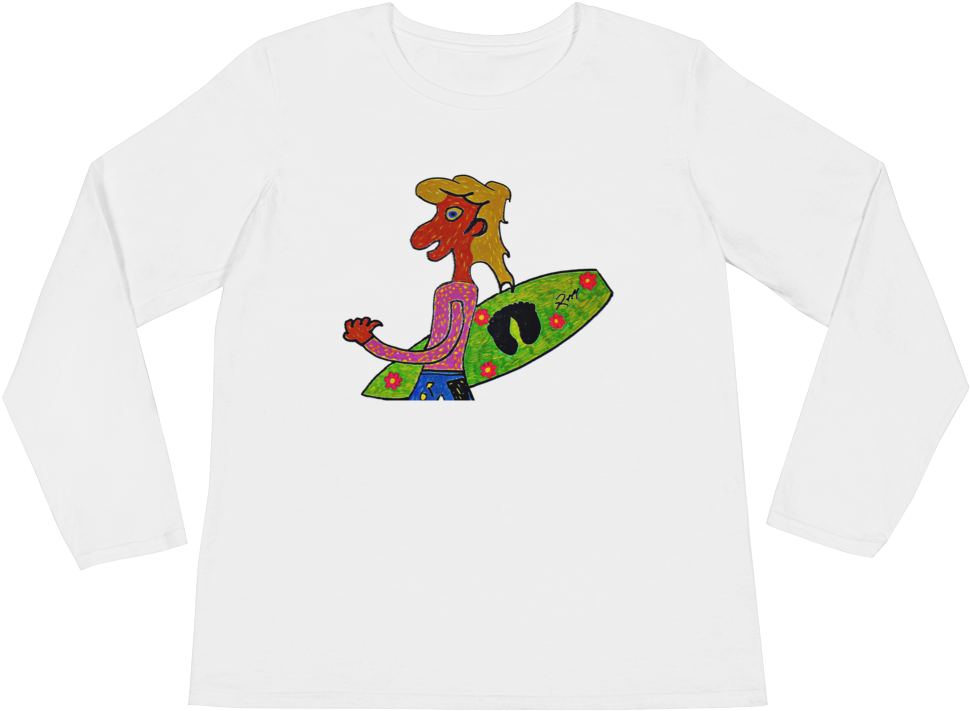 White Cotton Tee Shirt Surfer Girl Surfing Funny Cool - Photograph (1000x1000), Png Download