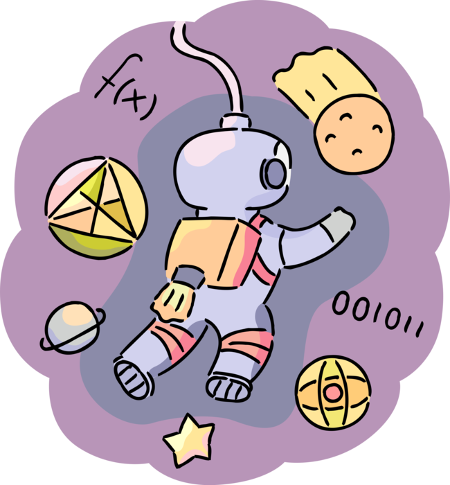 Vector Illustration Of Astronaut In Outer Space Suit - Extravehicular Activity (650x700), Png Download