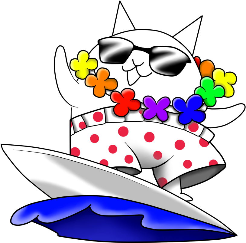 The Battle Cats - Surfer Cat The Battle Cats Game (859x814), Png Download